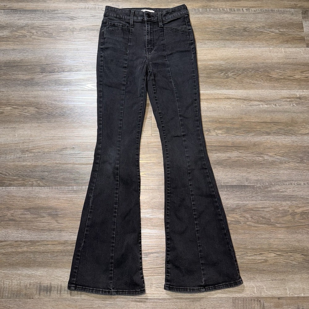 SO Goods For Life Black Flared Jeans Womens 5/27W High-Rise Waist Vertical Seam
